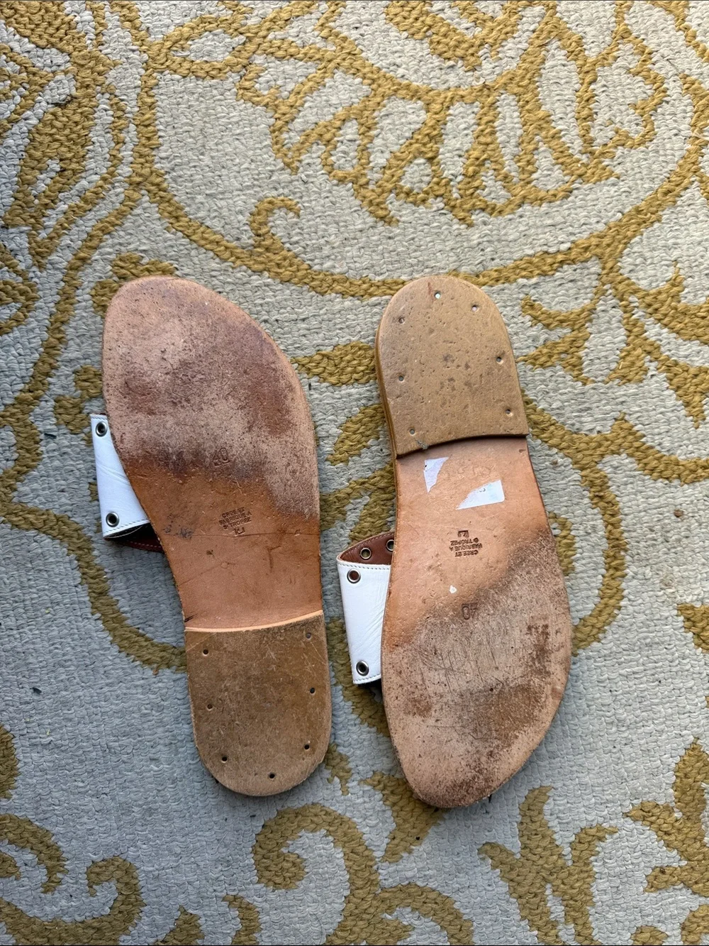 K.Jacques White Leather Eyelet Slide Sandals Size 40